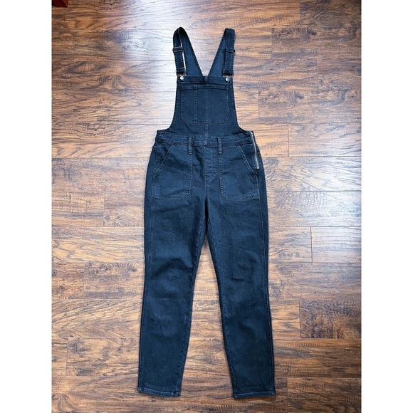 Madewell • Skinny Overalls in Lunar Wash faded black denim stretch side zip - Picture 2 of 12